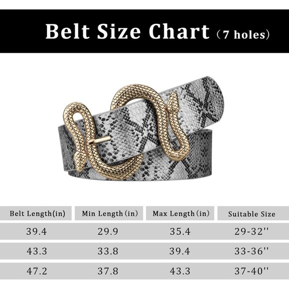 ⚡Black Buckl Snake Belt for Women Faux Leather Fashion Belt for Jeans and Dresse - Picture 6 of 6